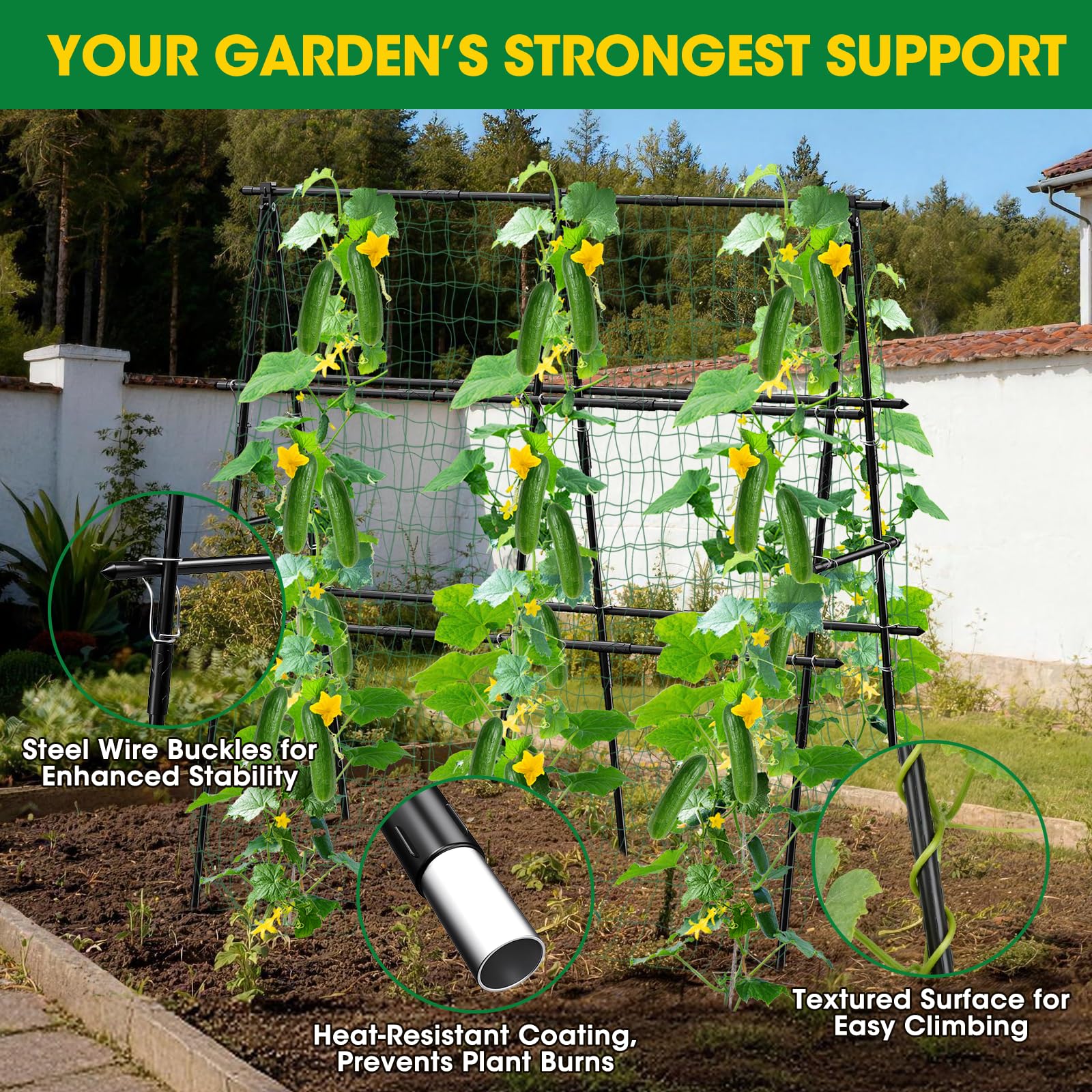 MQHUAYU steel-coated trellis offers sturdy support for heavy vines up to 30 lbs