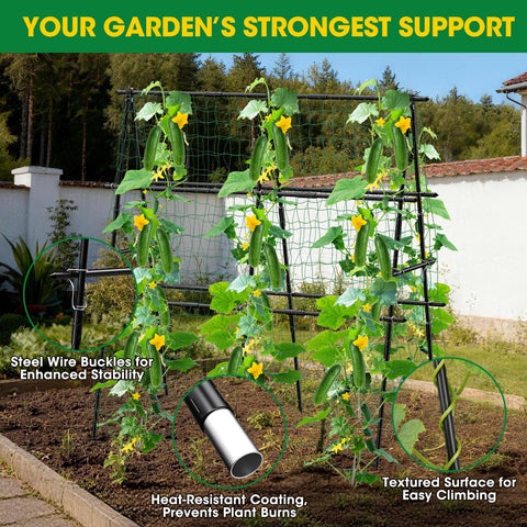 MQHUAYU steel-coated trellis offers sturdy support for heavy vines up to 30 lbs