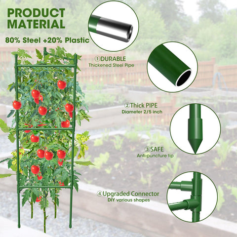 MQHUAYU tomato cage 3-pack square configuration keeps plants secure