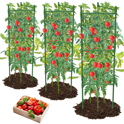 MQHUAYU tomato cage 3-pack triangle configuration supports tall climbing plants
