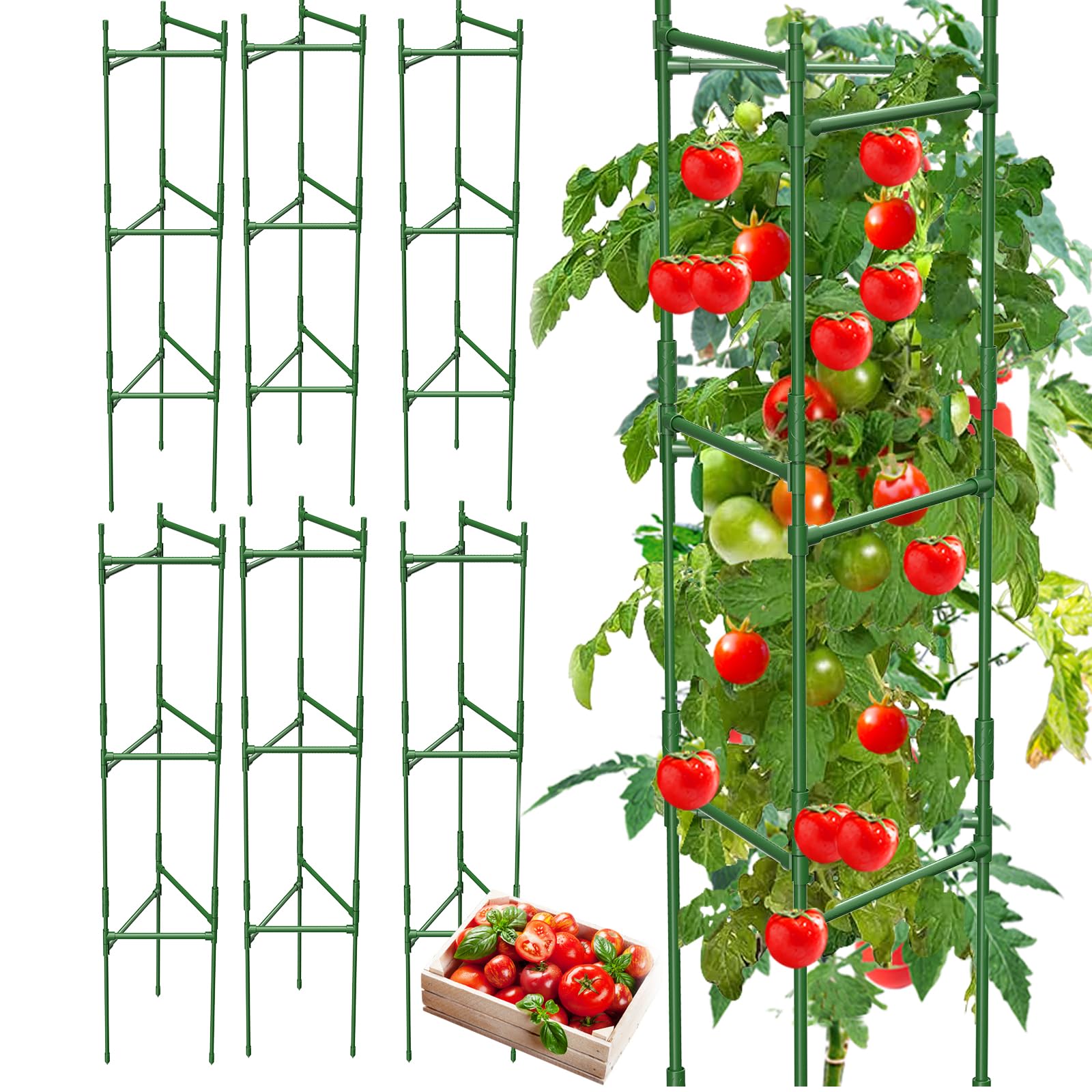 MQHUAYU tomato cage 48-inch square/triangle assembly supports tall tomatoes