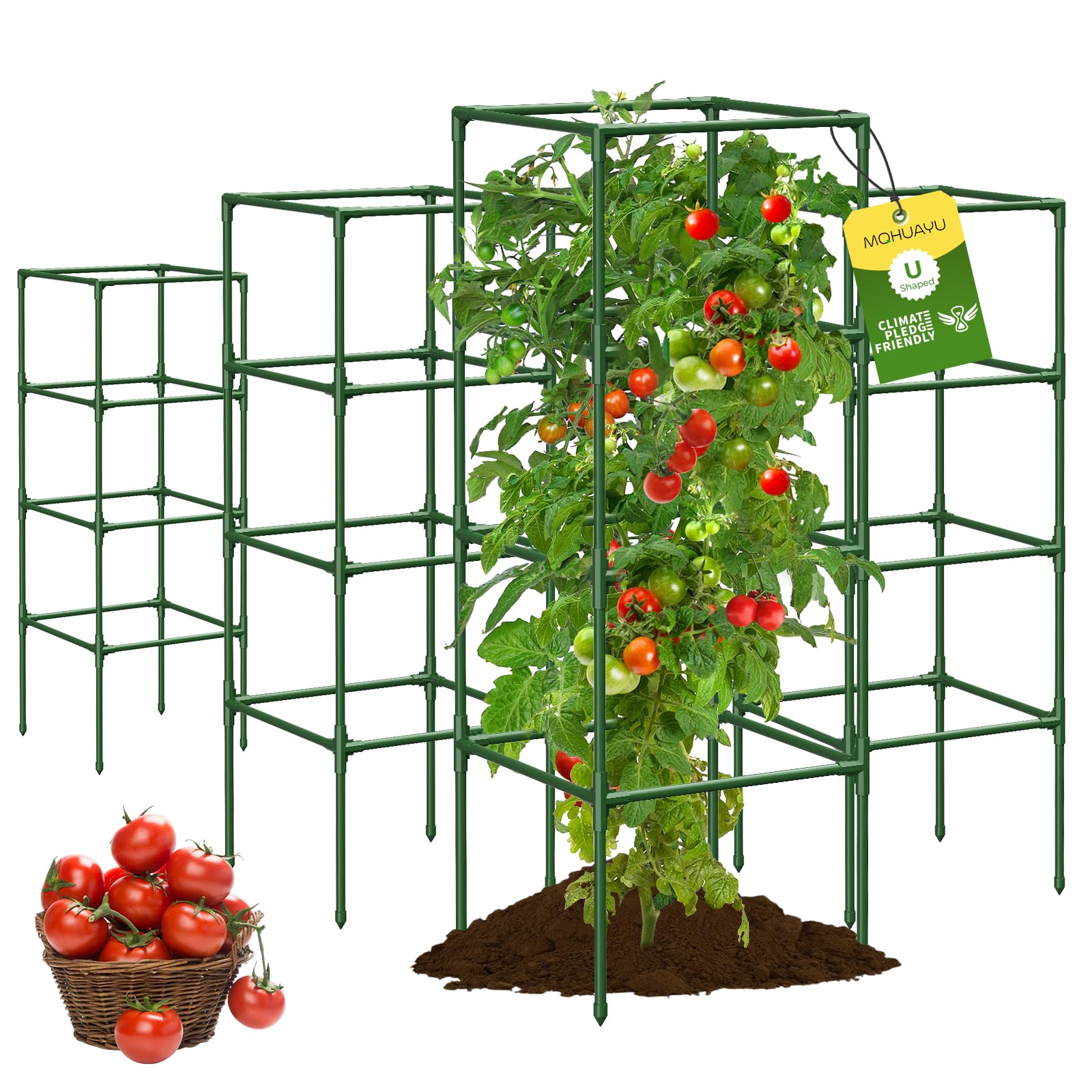 MQHUAYU tomato cage assembled for sturdy garden support.