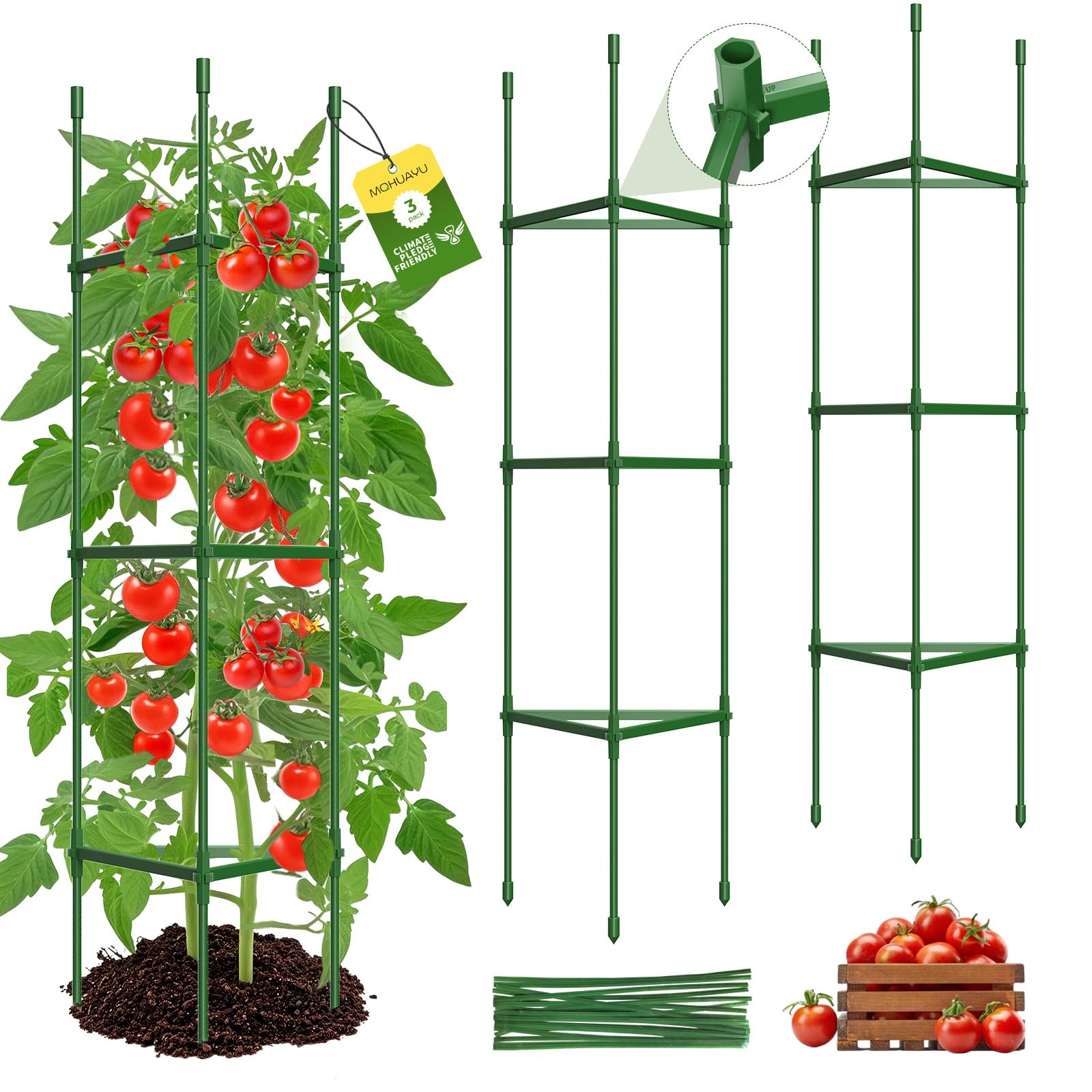 MQHUAYU tomato cage with hexagon connector provides strong garden support