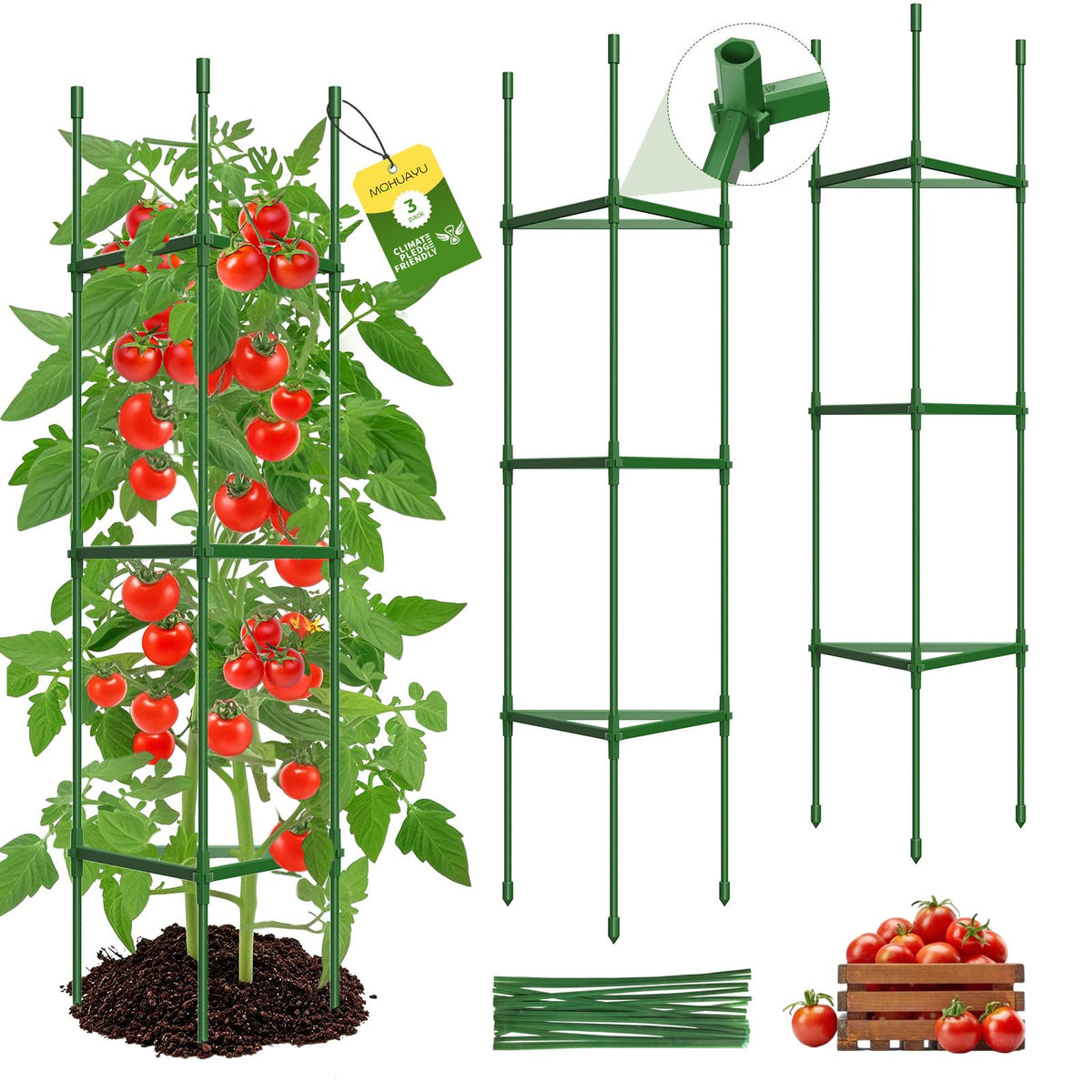 MQHUAYU tomato cage with hexagon connector provides strong garden support