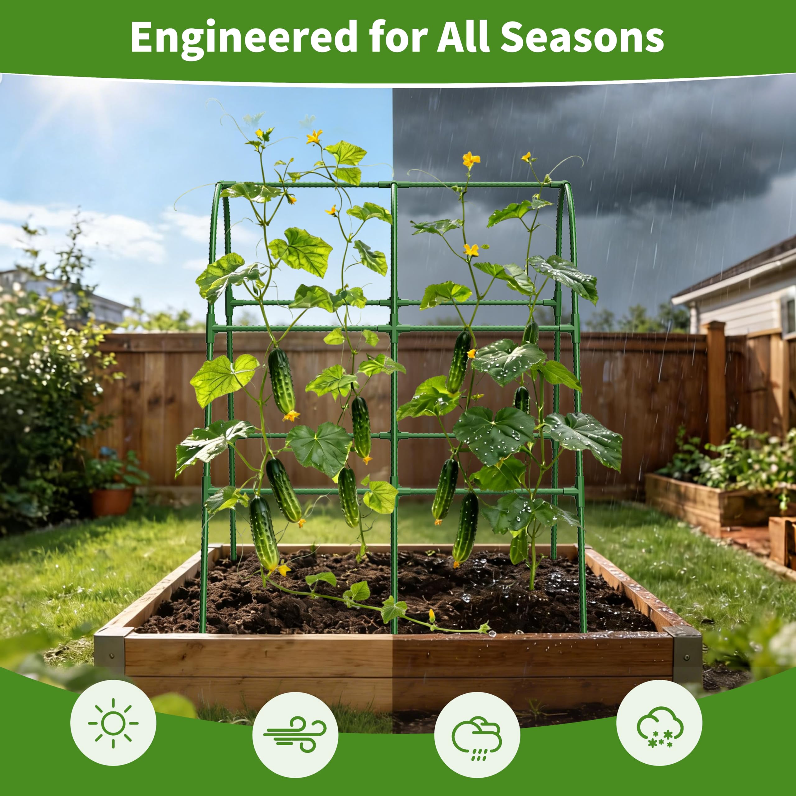 MQHUAYU trellis dimensions 31.5 by 21.6 by 47.2 inches fits raised beds.