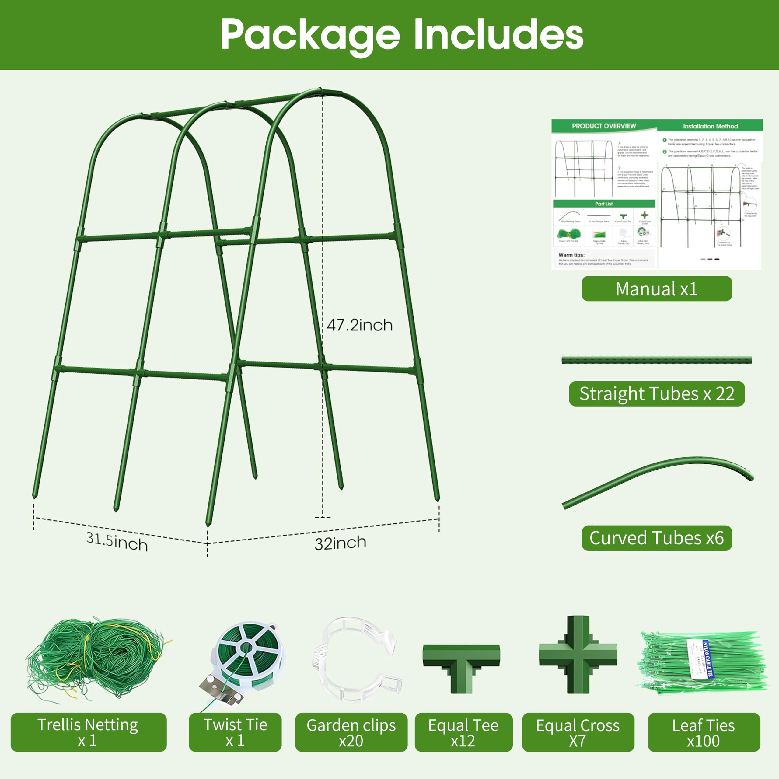 MQHUAYU trellis netting included offers versatile climbing aid for crops.
