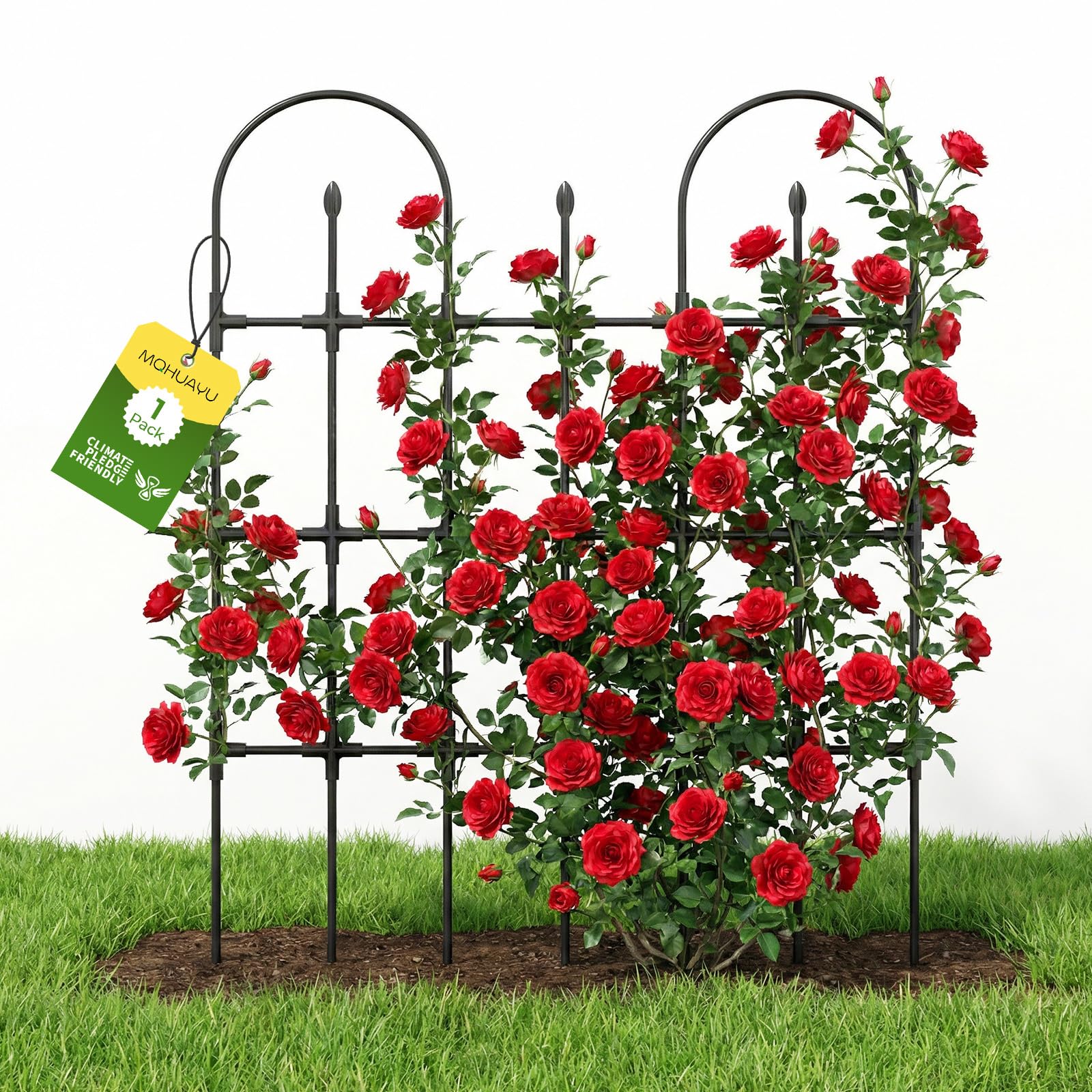 MQHUAYU trellis side view highlighting sturdy rustproof frame for climbing plants.