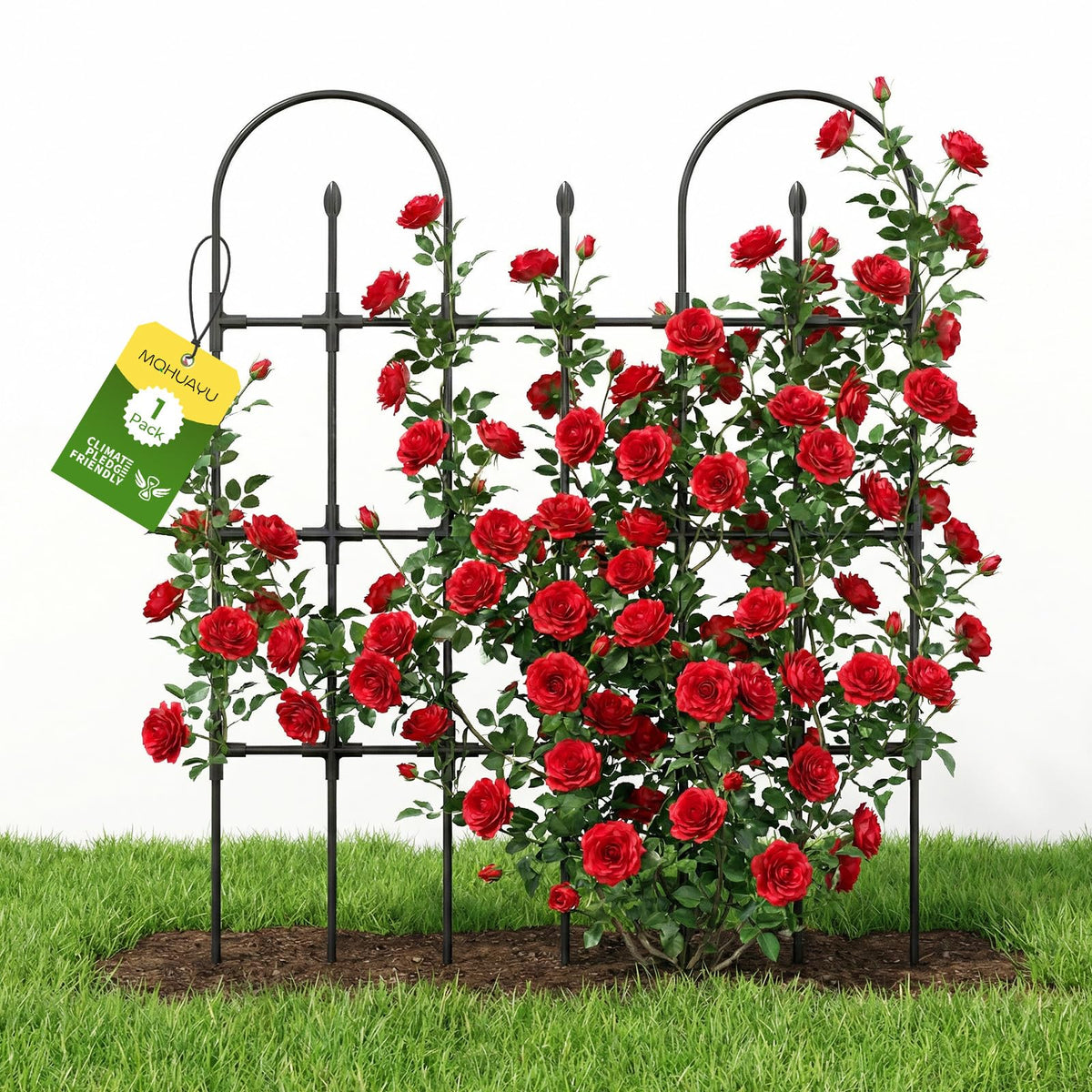 MQHUAYU trellis side view highlighting sturdy rustproof frame for climbing plants.