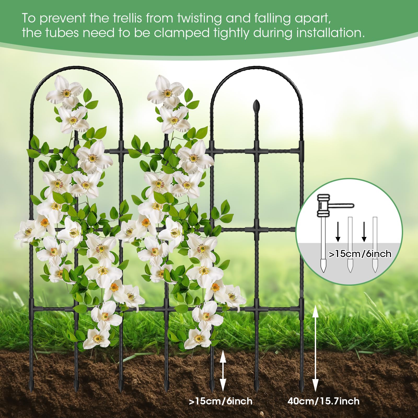 MQHUAYU trellis mounted in raised bed setup for vertical growth.