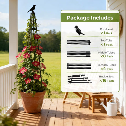 MQHUAYU adjustable trellis helps container gardens grow vertically.