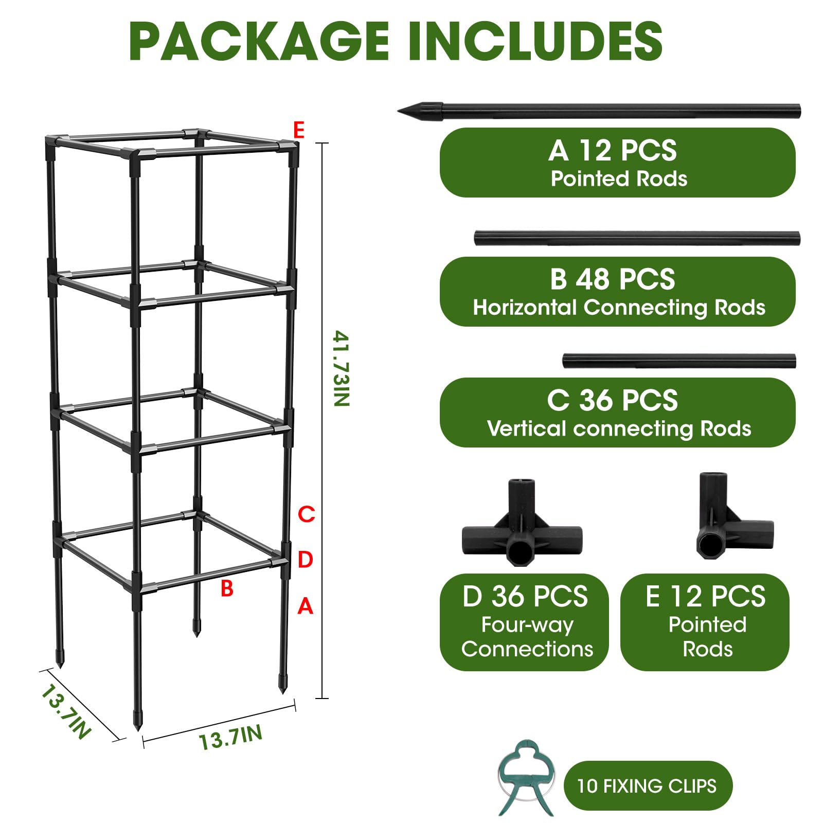 MQHUAYU square tomato cage dimensions show precise fit for compact spaces.