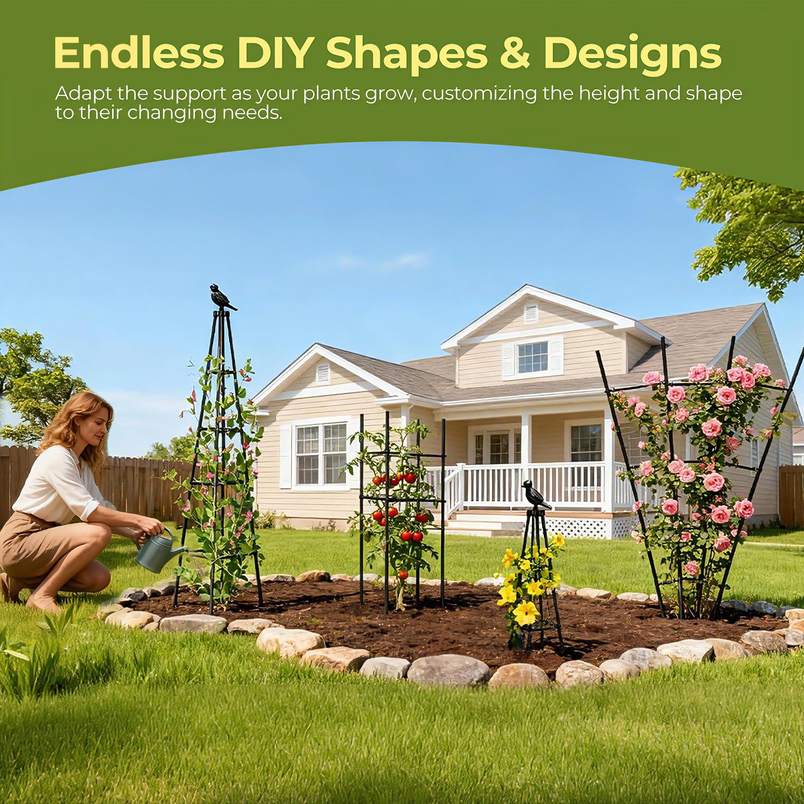 MQHUAYU mqhuyu adjustable-height trellis assembly for varied plant growth.