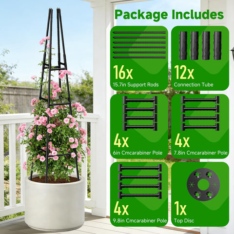 MQJIAZHI adjustable-height-obelisk grows with your plants for versatility.