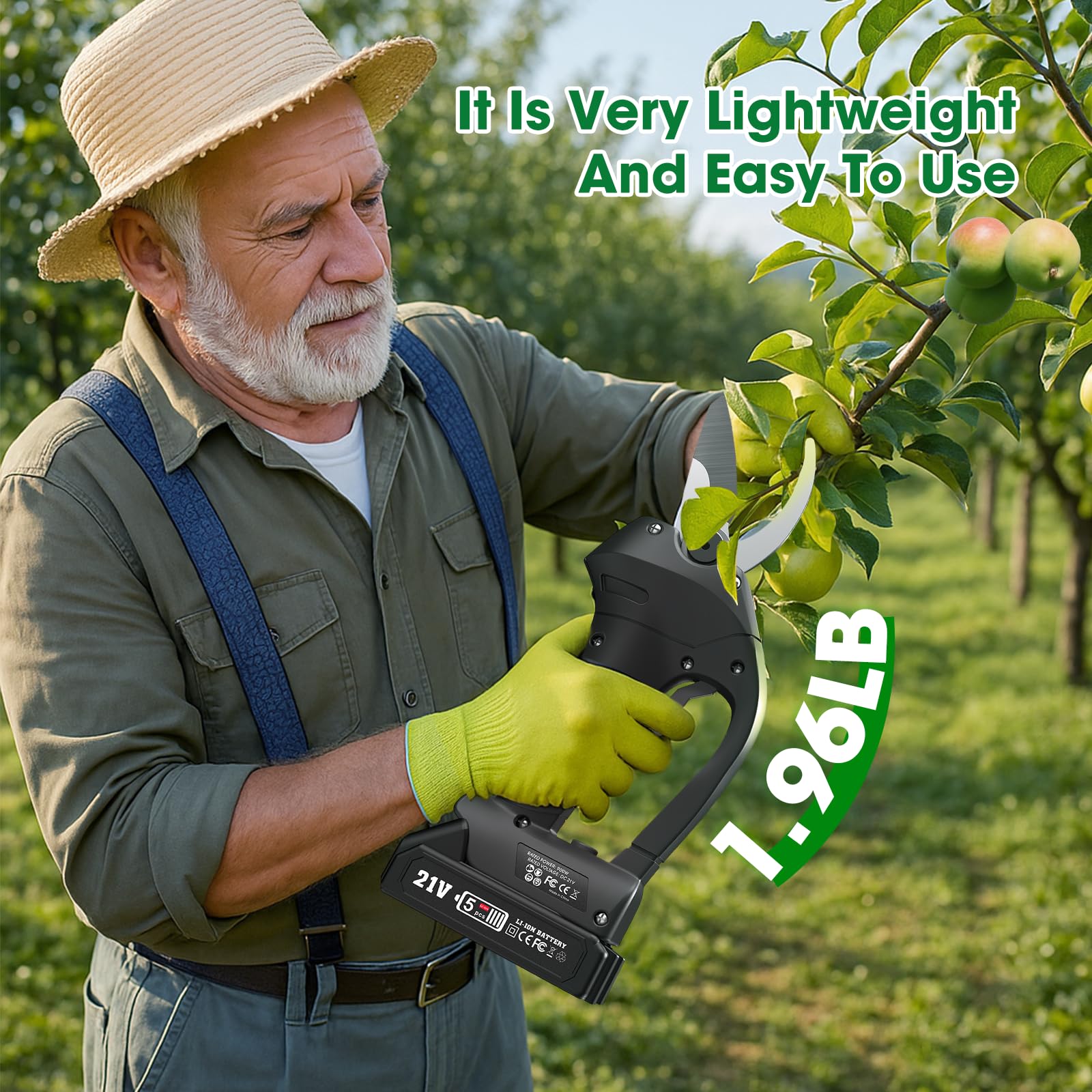 MQJIAZHI ergonomic design reaches tight spaces between branches.
