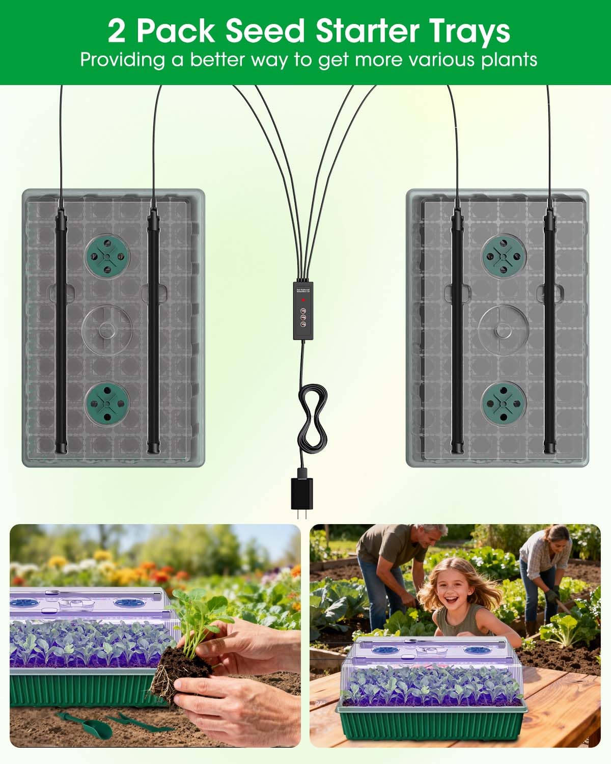 MQJIAZHI grow light panel provides full-spectrum light for healthy seedlings