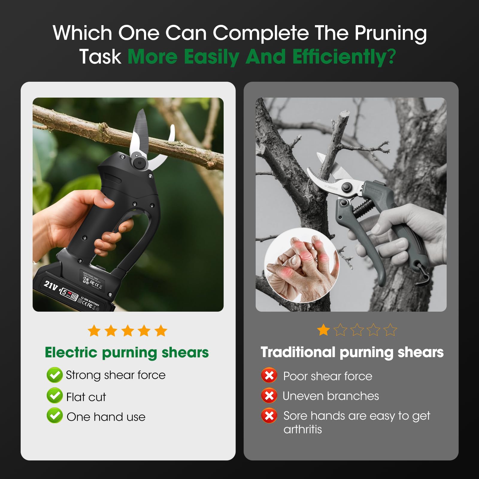 Lightweight MQJIAZHI pruner with anti-slip handle for one-handed trimming.