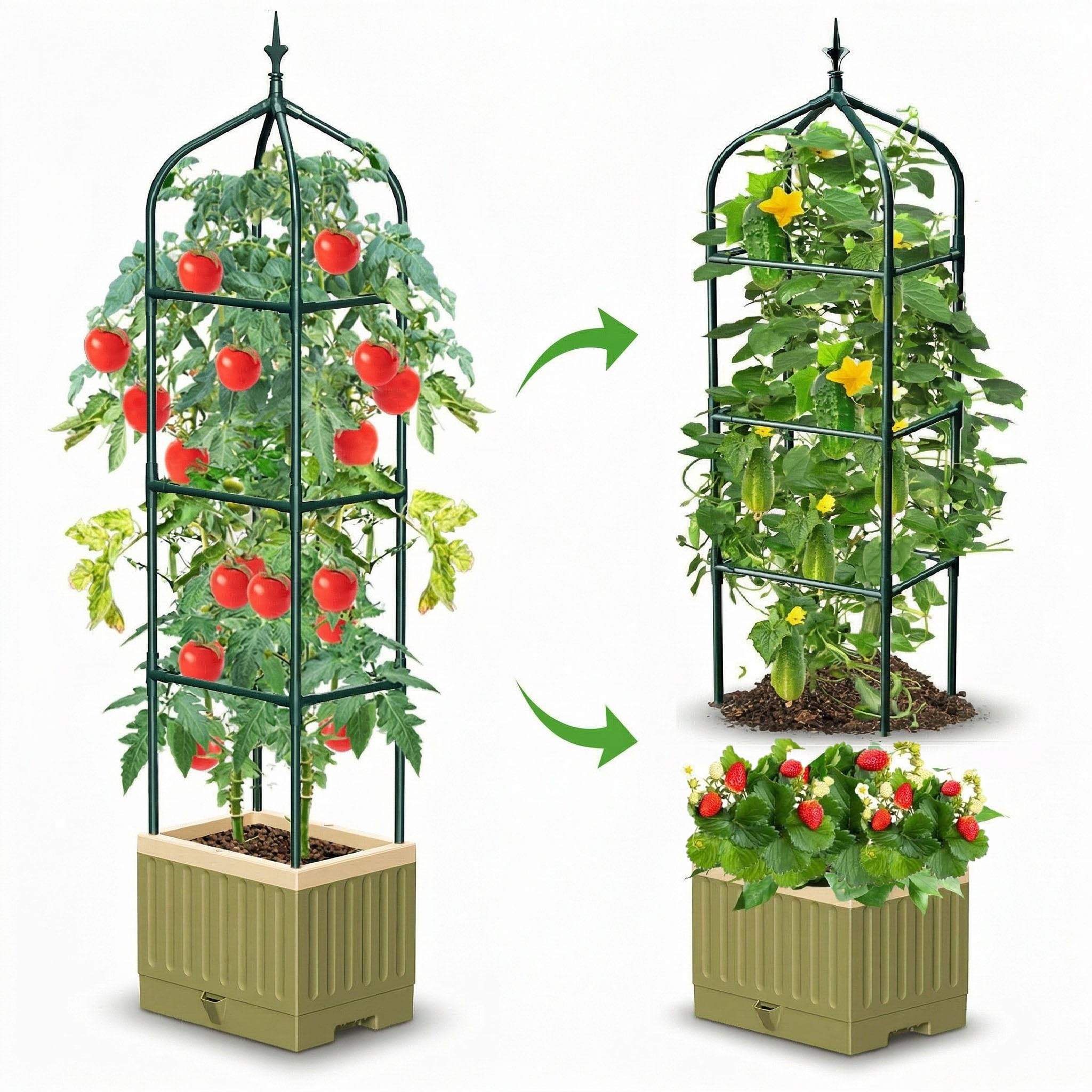MQJIAZHI raised garden bed with trellis for tomatoes and vines