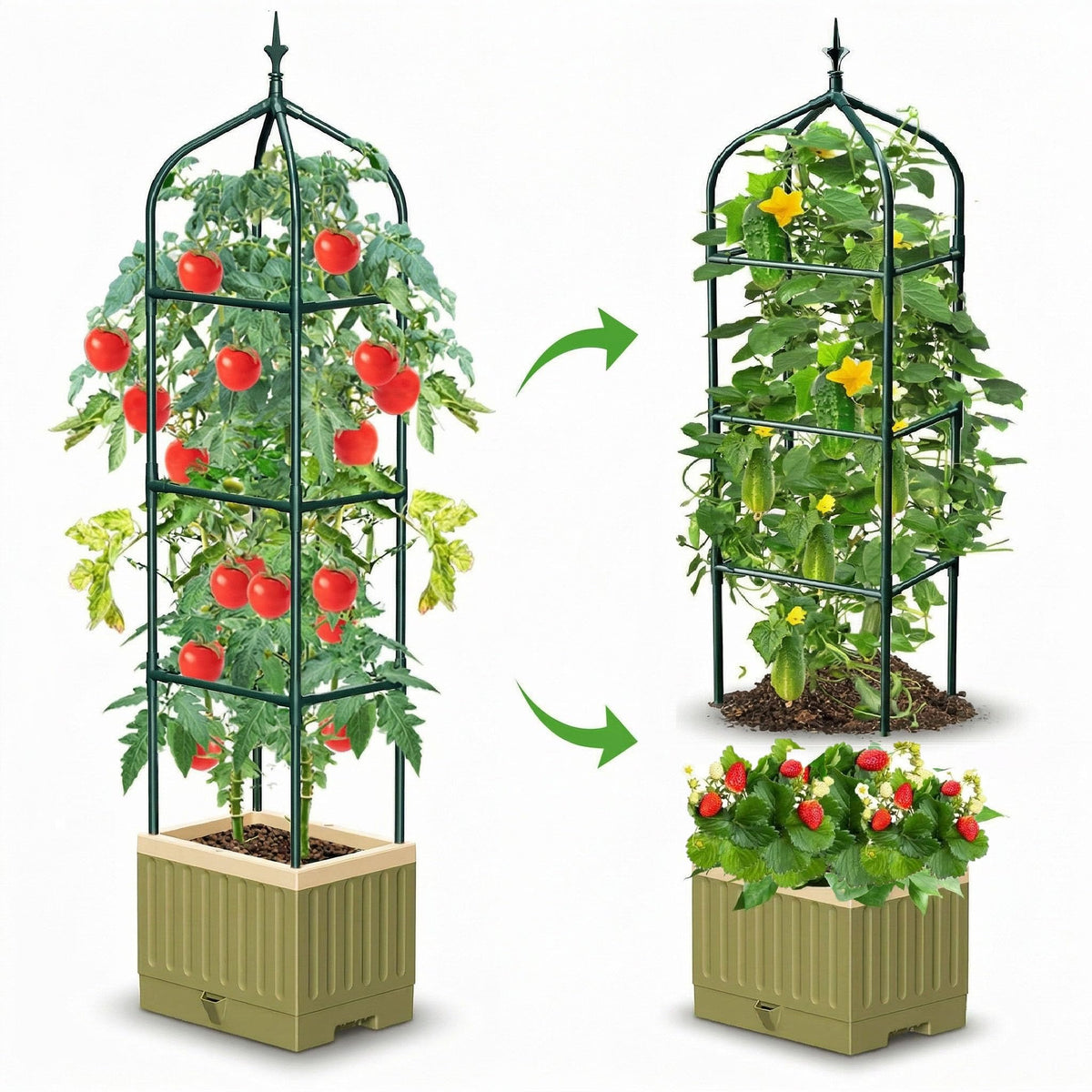 MQJIAZHI raised garden bed with trellis for tomatoes and vines