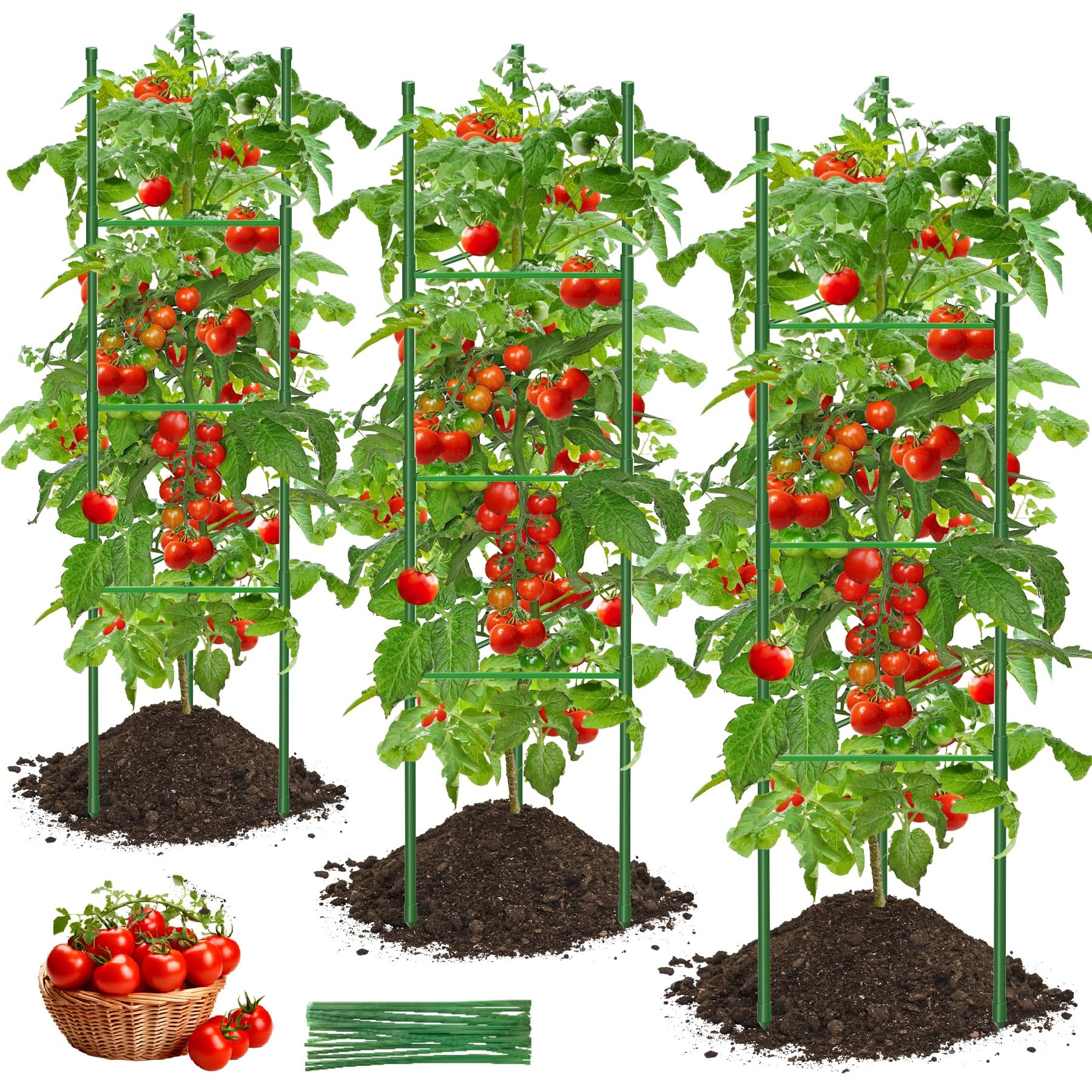 MQJIAZHI tomato cage 3-pack cross-arm design for stable support