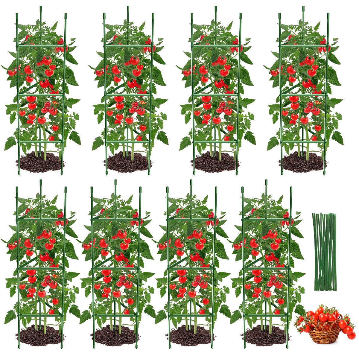 MQJIAZHI tomato cage with adjustable height supports tall vines for balanced growth