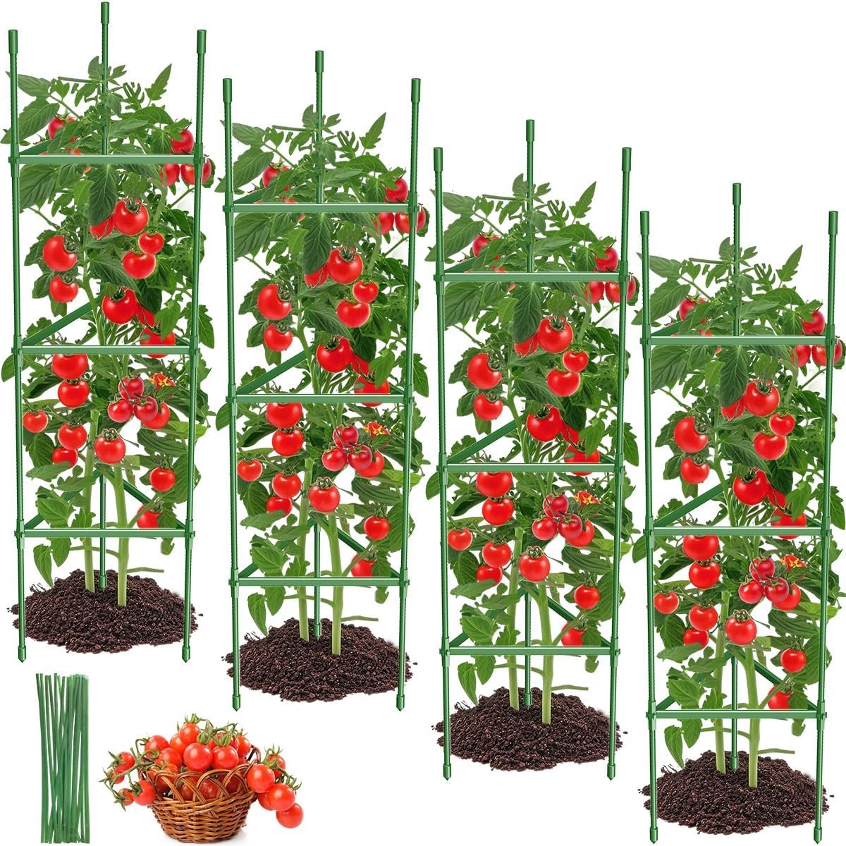 MQJIAZHI tomato cage assembly setup demonstrates tool-free installation.