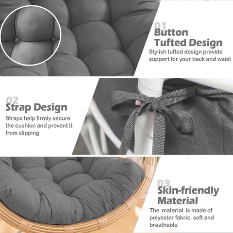 MQK cushion with durable straps prevents slipping on wicker chairs