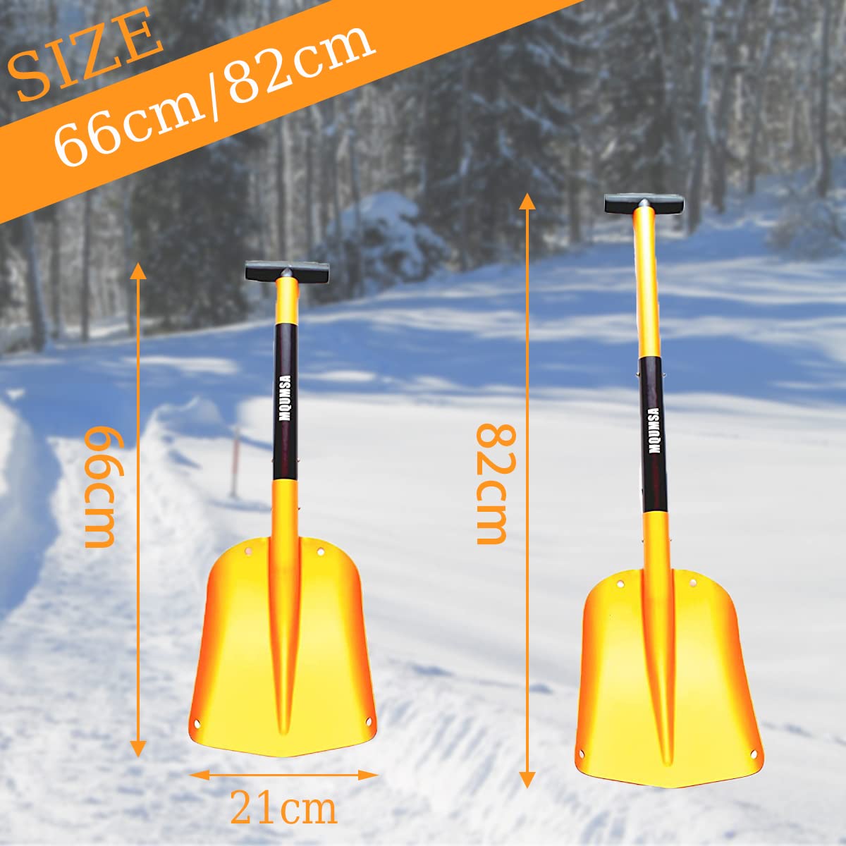 MQUMSA Kaminuo portable shovel fits in a car trunk or backpack
