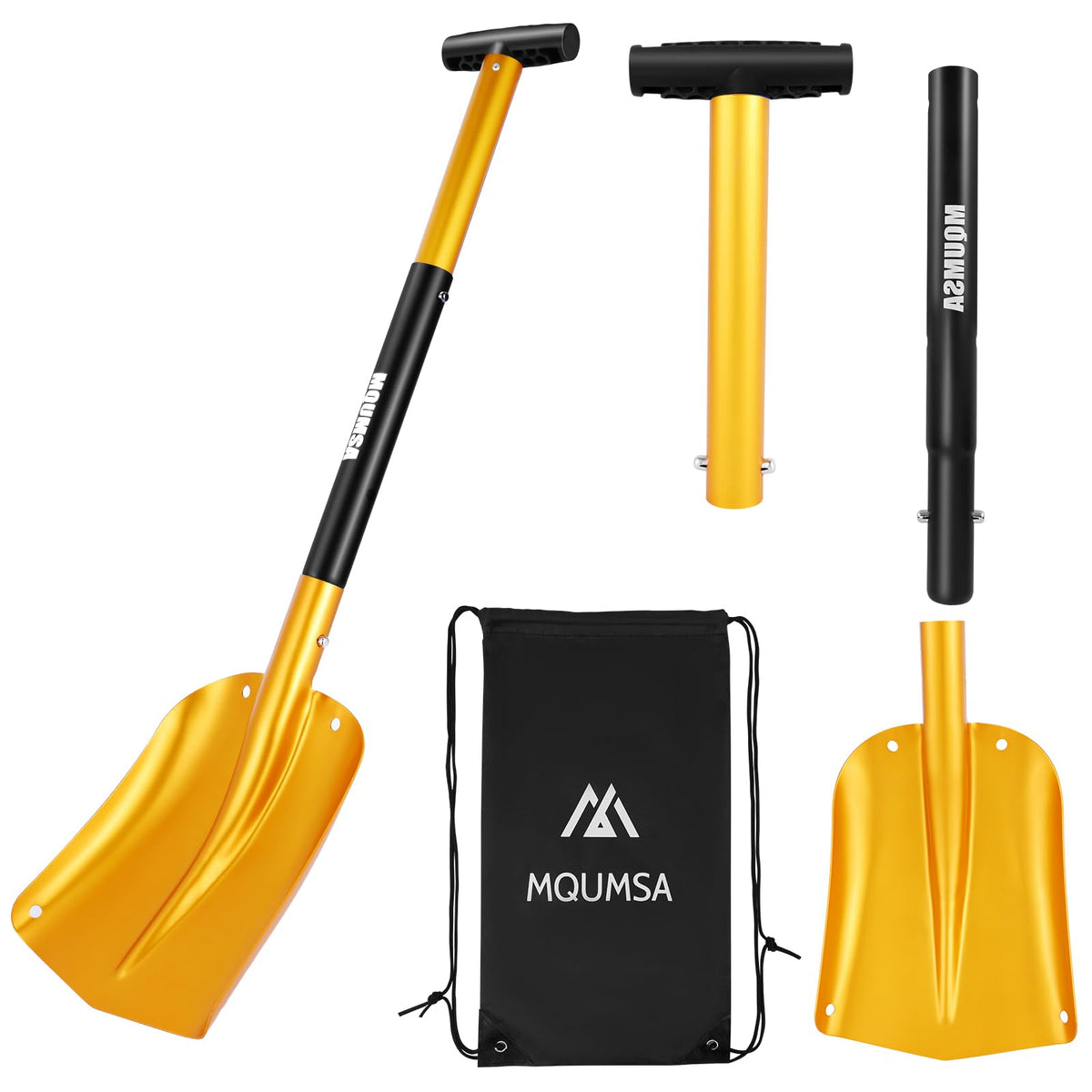 MQUMSA Kaminuo telescopic snow shovel in golden color for easy snow clearing