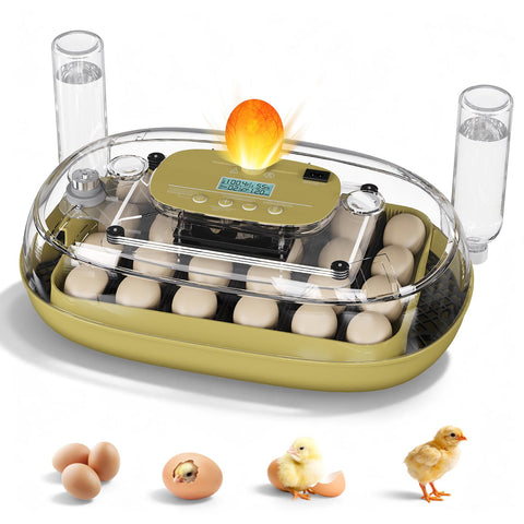 MQUPIN 24-egg incubator front view for reliable hatchery in farms or classrooms.