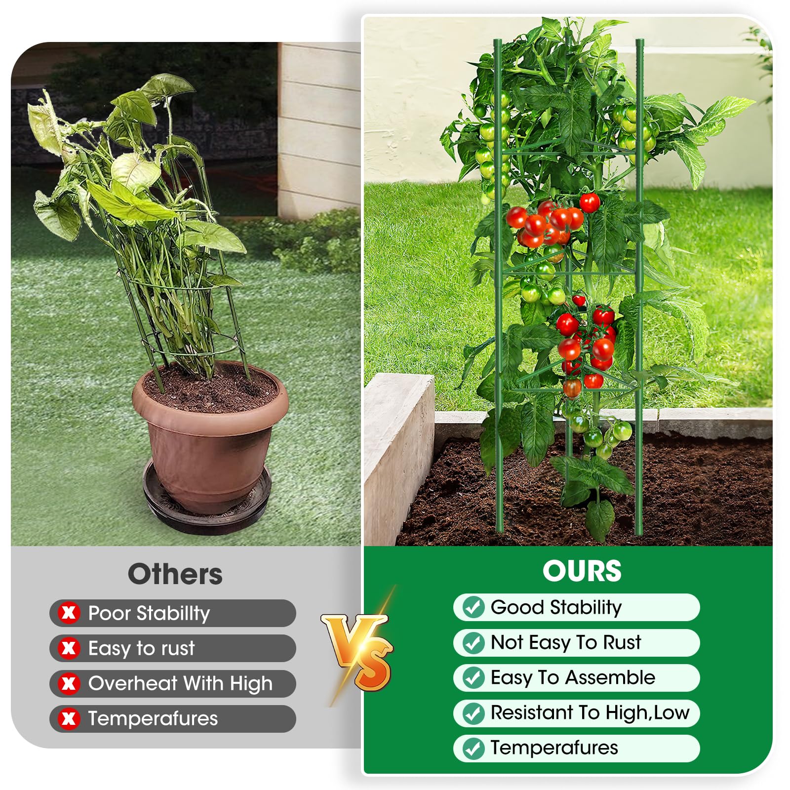 MQUPIN folding tomato support frame saves space when not in use.