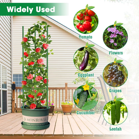 MQUPIN versatile cage supports tomatoes, peppers, cucumbers, peas, roses, and more.