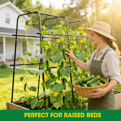 MQUPIN 47x47 climbing area enabling ample vertical growth for cucumbers.