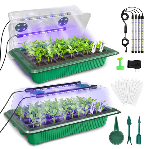 MQUPIN 80-cell seed starter tray with grow lights promotes even germination.
