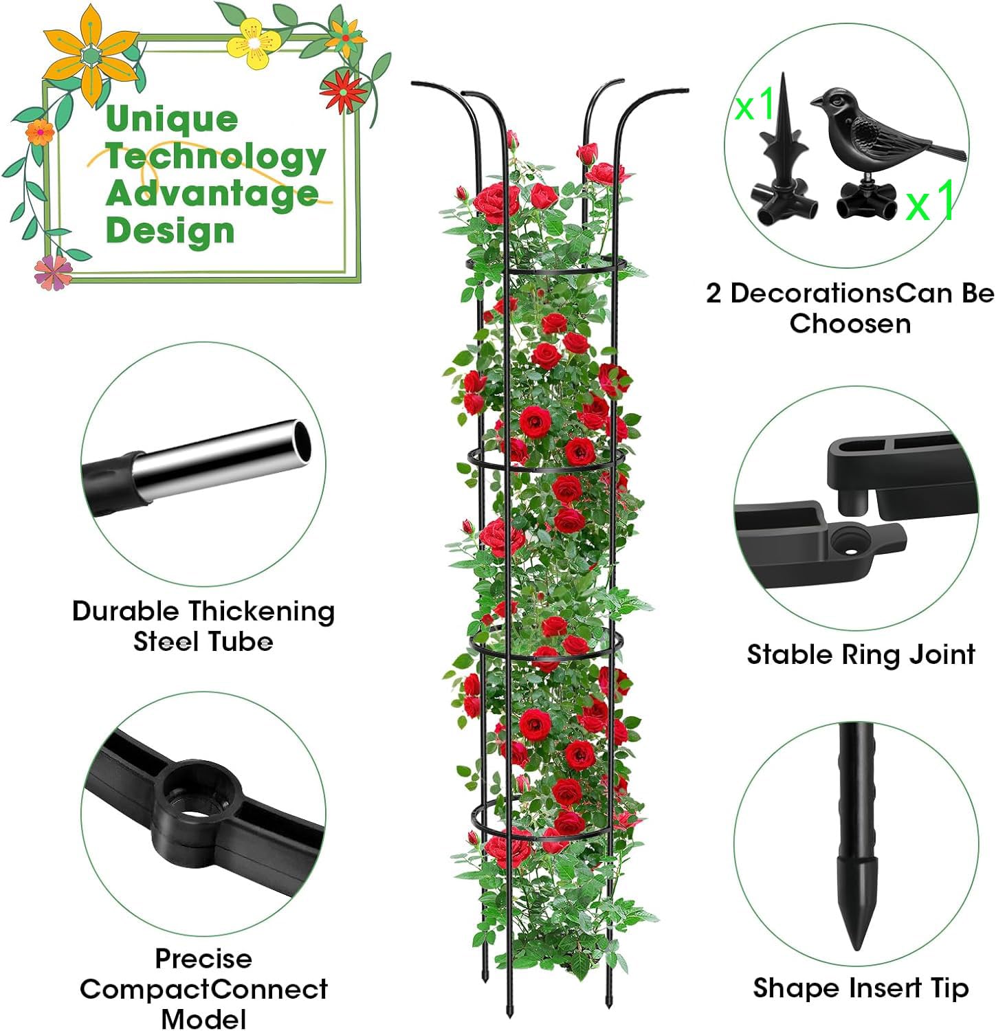 MQUPIN adjustable height trellis helping plants grow at different stages