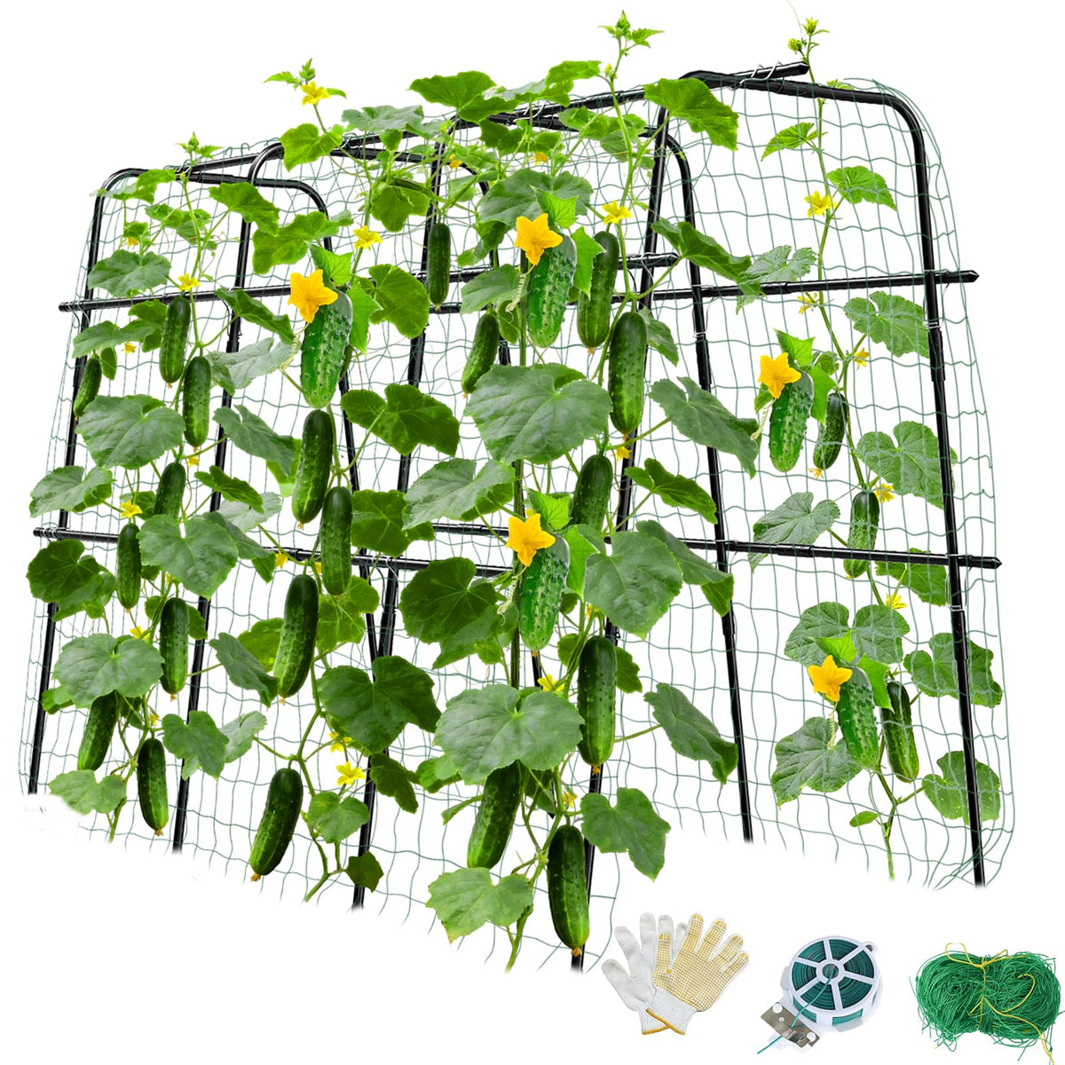 MQUPIN cucumber trellis U-shaped arch supports heavy vines for robust yields.