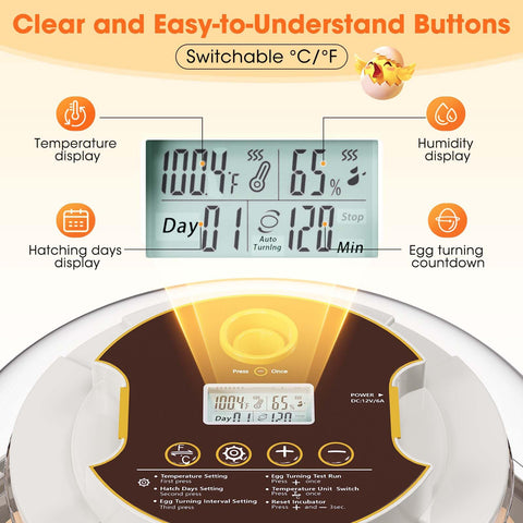 MQUPIN incubator showing dual trays for different egg sizes in use