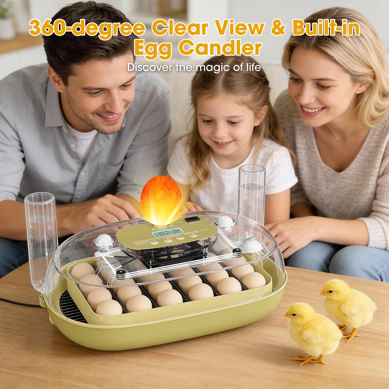 MQUPIN removable tray and dividers fit multiple species eggs securely.
