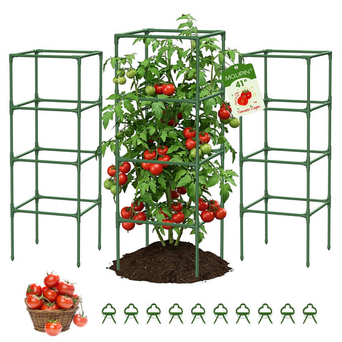 MQUPIN tomato cage square frame provides sturdy garden support for plants