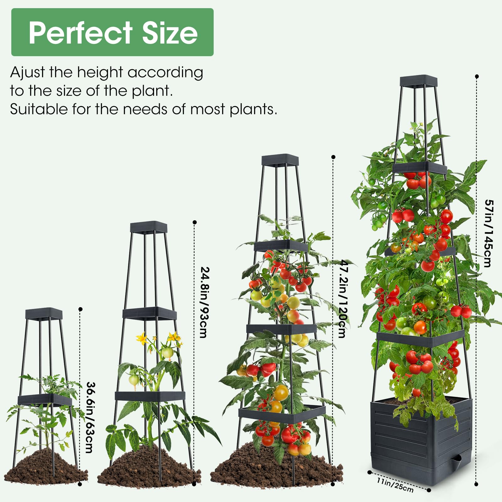 MQUPIN tomato planter box suitable for indoor and outdoor use on balconies and patios.