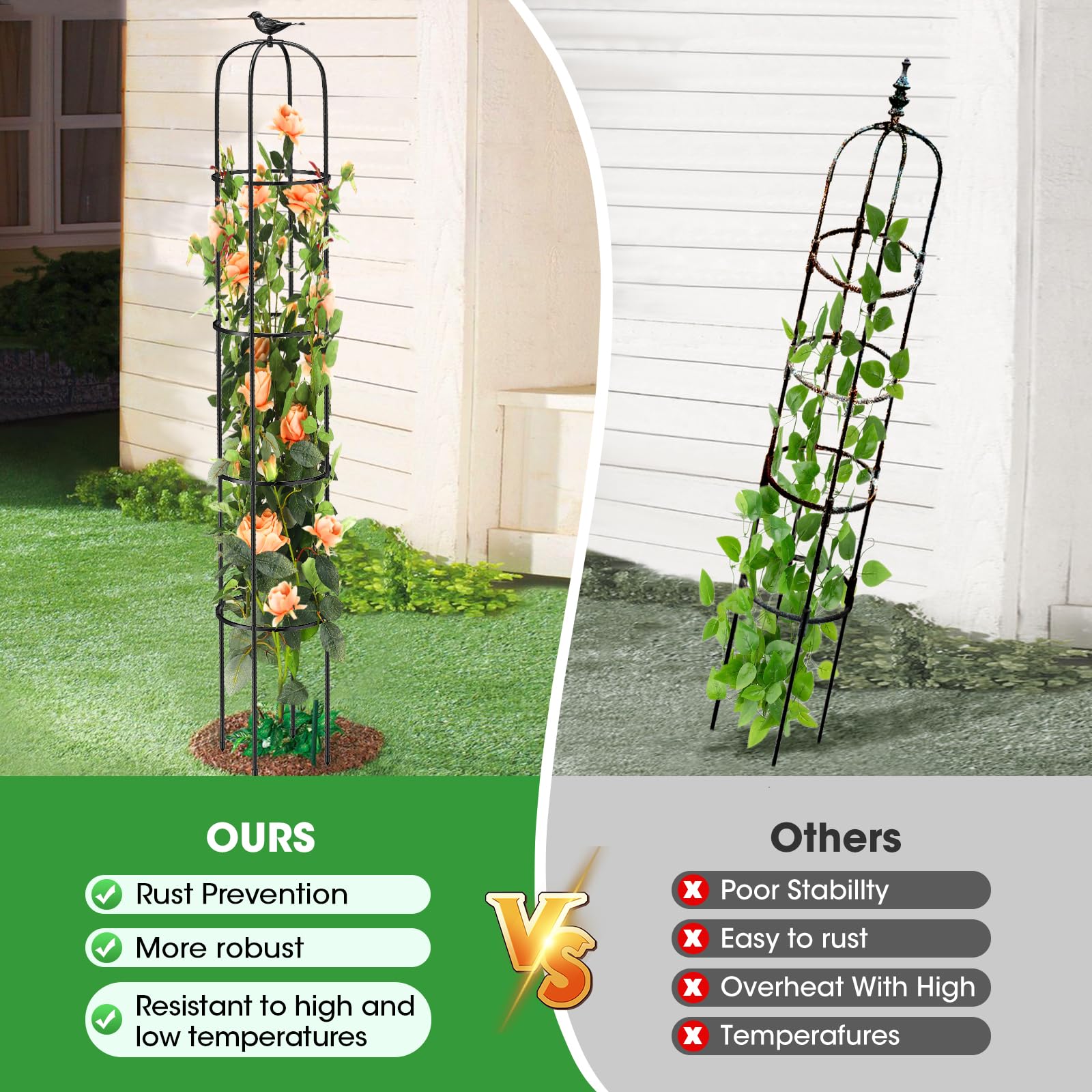 MQUPIN Tomato seeder arm attachment on the obelisk for tomato plants