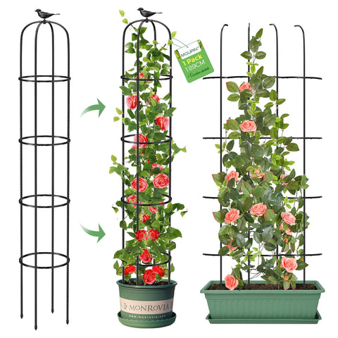 MQUPIN Tower Obelisk Garden Trellis provides sturdy vertical support for climbing plants