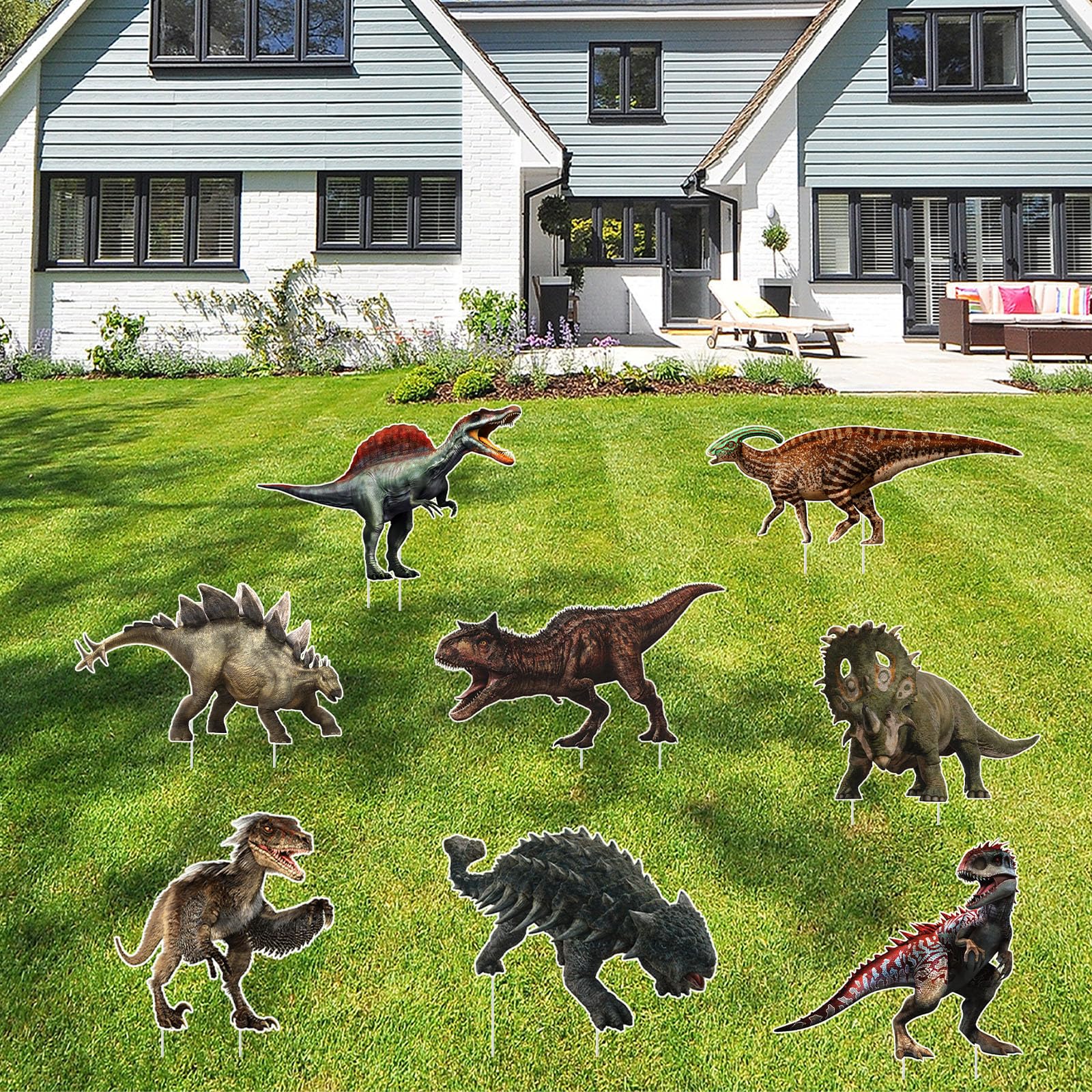 MQZQP Dinosaur Yard Sign front view for eye-catching Jurassic party visuals