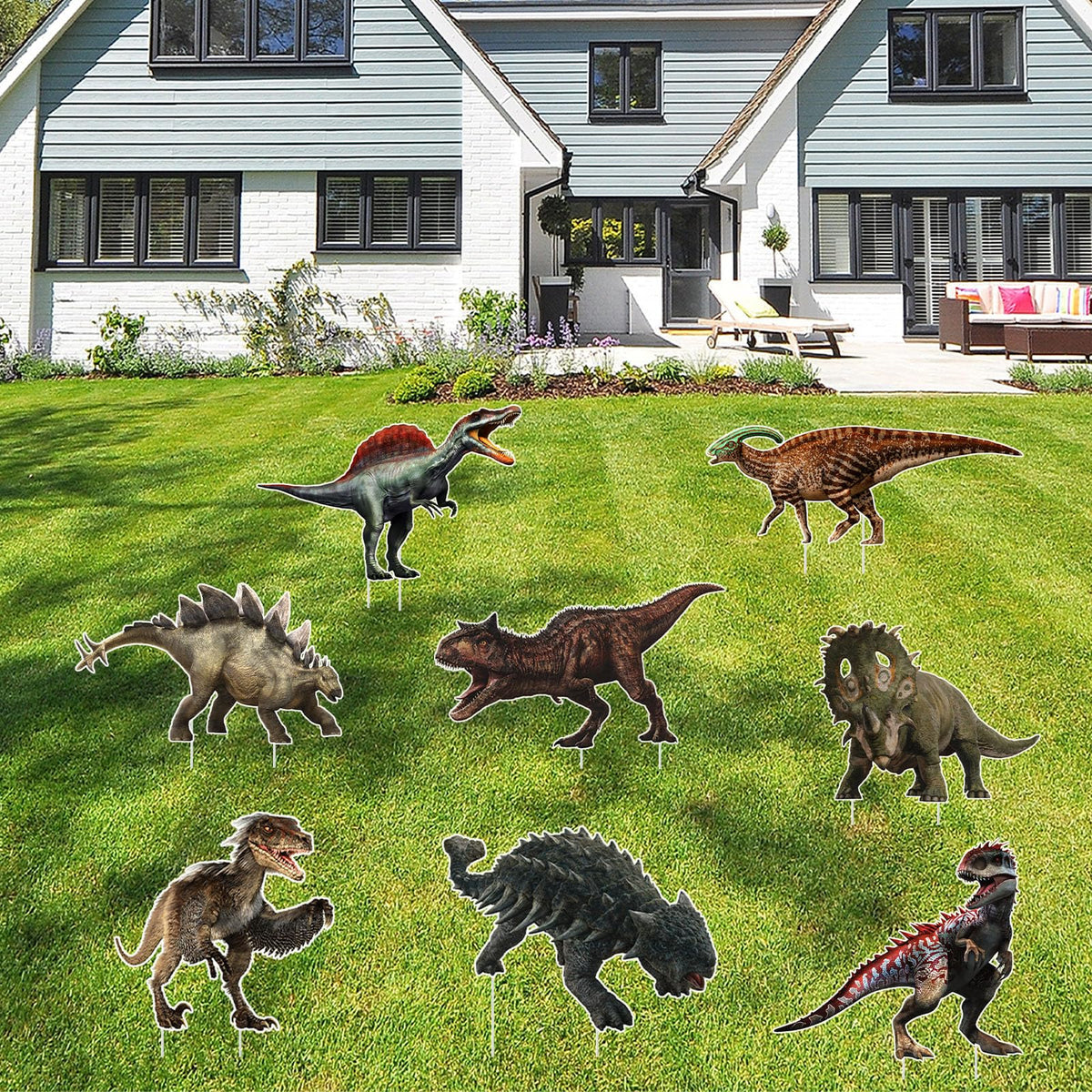 MQZQP Dinosaur Yard Sign front view for eye-catching Jurassic party visuals
