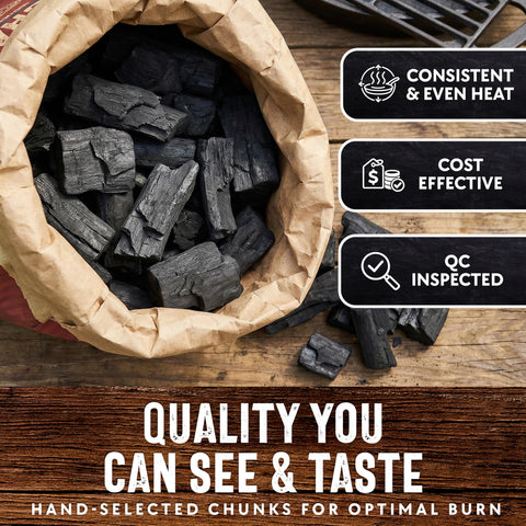 Mr. Bar-B-Q 100% natural hardwood charcoal for pure flavor.