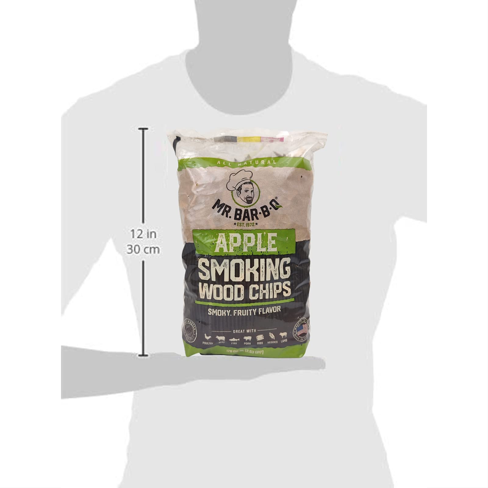 Mr. Bar-B-Q apple wood chips delivering clean, aromatic smoke.