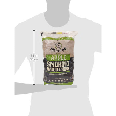 Mr. Bar-B-Q apple wood chips delivering clean, aromatic smoke.