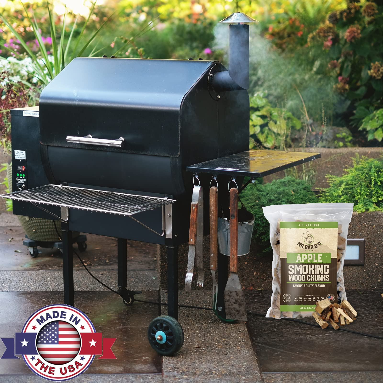 Mr. Bar-B-Q apple wood chunks provide clean, fruit-forward flavor during cooking