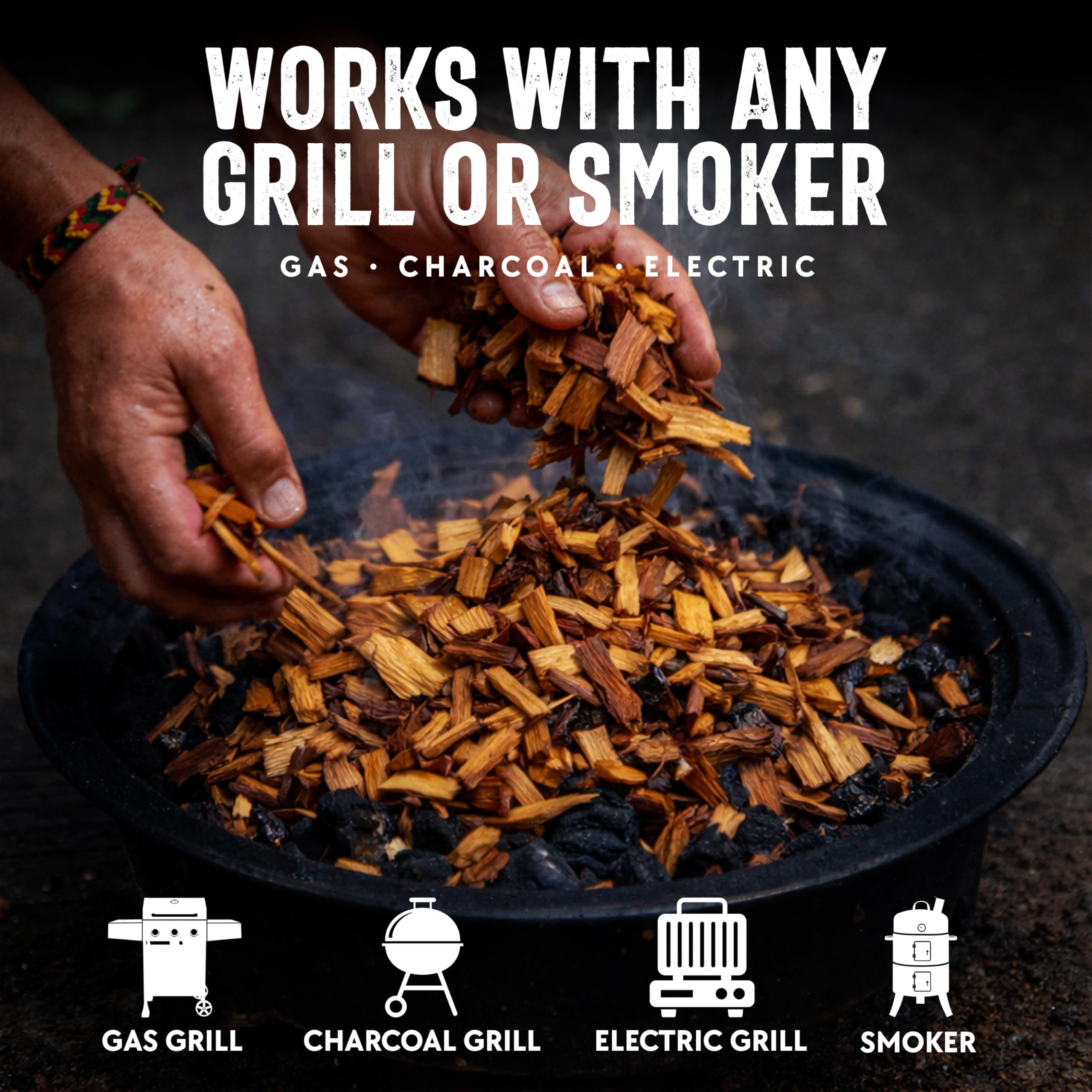 Mr. Bar-B-Q Apple Wood chips deliver long-burning flavor.