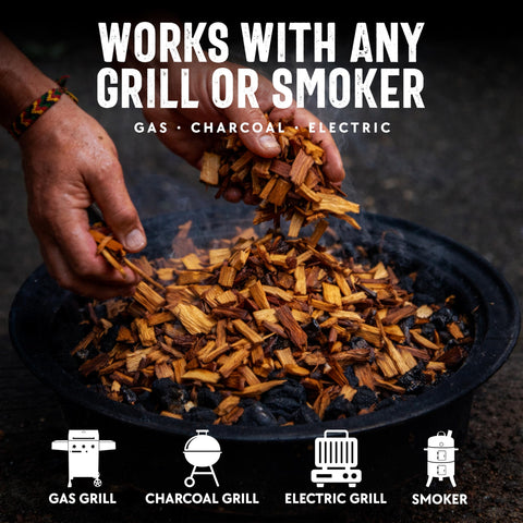 Mr. Bar-B-Q Apple Wood chips deliver long-burning flavor.