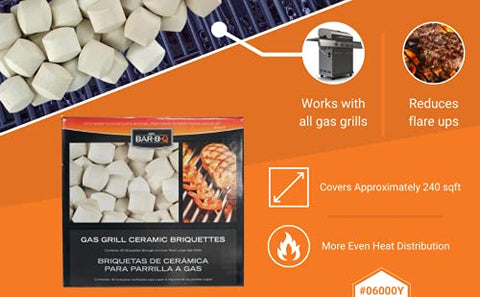 Mr. Bar-B-Q ceramic briquettes showcasing self-cleaning design for easier cleanup